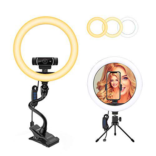 Smatree Soporte de luz para Webcam, Anillo de luz para Selfie con Soporte para cámara Web para Logitech C925e