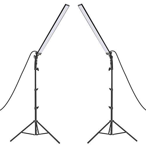 Neewer LED Luz Estudio Iluminación Kit - 2 Paquetes de Varita de Luz de Mano LED Video Luz Palos 5500K con Brillo Ajustable Soporte de Luz 2m para Retrato Fotografía de Producto Luz de Video