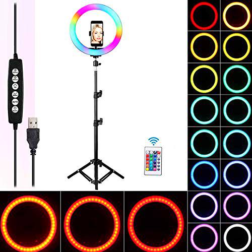 Queta Lámpara anular Ring Light RGB Ring Light para TIK Tok Youtube Selfie Video Vlog