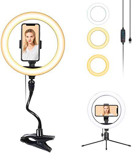 Smatree Anillo de luz LED para Selfies de 10&quot;con Soporte y Soporte para teléfono