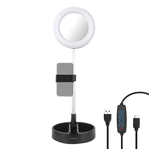 Luz de Anillo LED Aro de luz con Soporte Ring Light de Mesa Regulable 3 Modos de Luces 10 Brillos Regulable para Live Stream Volg Fotografia Maquillaje