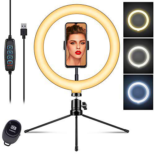 BorlterClamp Anillo Luz de Selfie 10&quot; con Trípode Soporte para Teléfono y Control Remoto