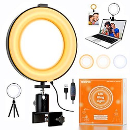 Aro de Luz LED con Trípode y Clip, USB Anillo de Luz