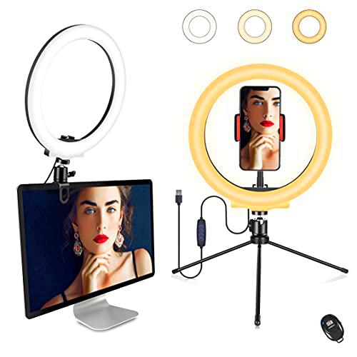 Orieta Anillo de Luz LED con Trípode, 10&quot; Aro de Luz Selfie con Control Remoto