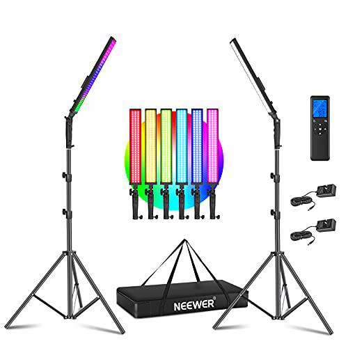 Neewer 2,4G RGB LED Luz Palo, 2 Pack Kit de Iluminación para Fotografía con Control Remoto