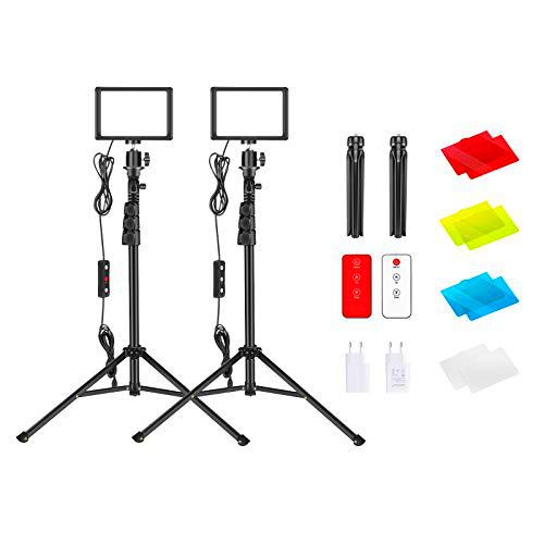 Neewer 2 Pack Luz Video LED USB con Kit de Control Remoto 433HZ