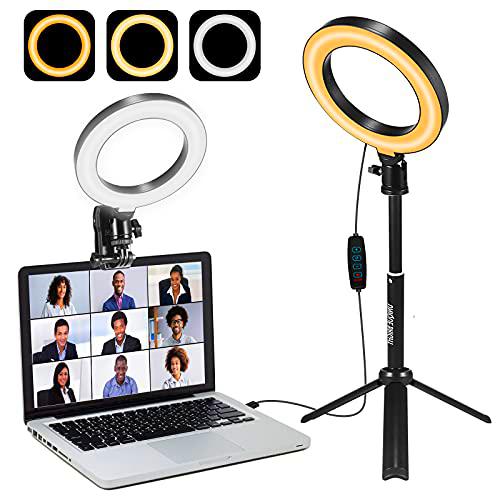 Kit de iluminación para videoconferencia para computadora portátil |Autodifusión |Trabajo Remoto |Zoom Call |Luz de Anillo de transmisión en Vivo de Facetime Call