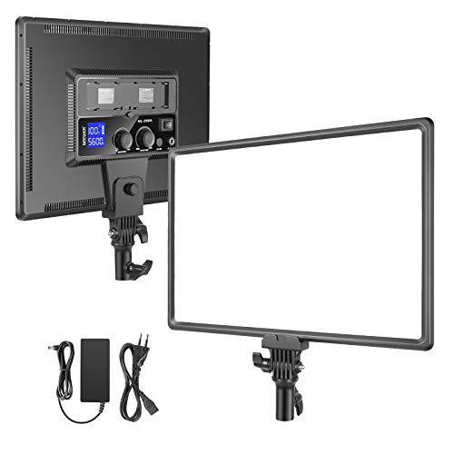 Neewer Super Fino LED Video Luz Iluminación Suave 40W 3200K-5600K CRI95 + Panel LED Regulable con Pantalla LCD Cámara Luz Fotográfica Compatible con Batería Sony NP-F Series (Batería No Incluida)