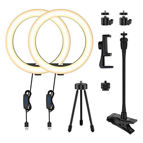 2 Piezas - Smatree 10&quot; Luce de Anillo Doble, luz de Anillo LED Regulable para Selfies con Soporte para trípode y Soporte para teléfono