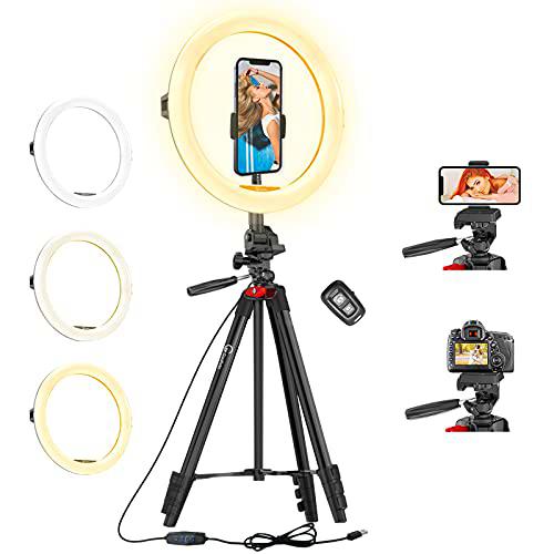 GooFoto Anillo de luz de 11 pulgadas con soporte para selfie Live Stream Vlog