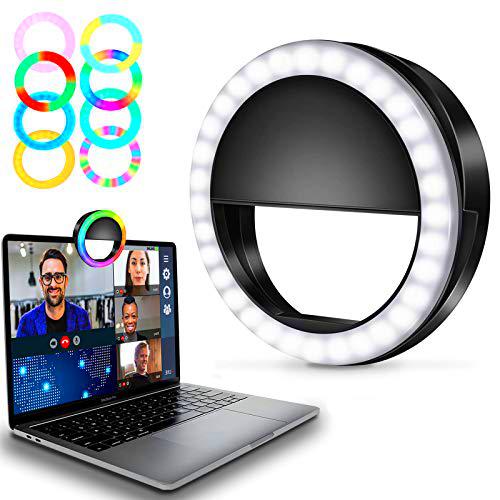 Luz de Anillo de Selfie RGB de 3.5 Pulgadas 3200 - 6500 K con trípode y Soporte para teléfono Celular para transmisión en Vivo/Youtube/Maquillaje/TikTok/fotografía