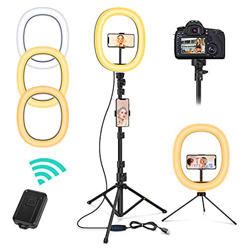 Tiikiy Anillo de Luz con Trípode, 10 Pulgadas LED Selfie Ring Light con Soporte para teléfono