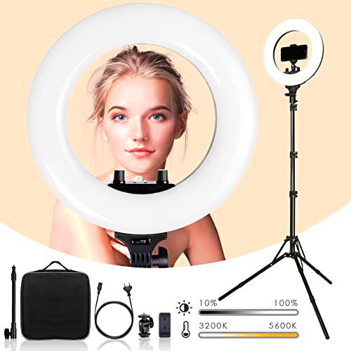 Anillo de Luz LED Kit Ajustable 360pcs LED 14&quot;/36cm 3200K-5600K CRI&gt;90 Clip de Teléfono y el Zapato Calientes para la Cámara y el Teléfono Inteligente de Vídeo Autorretrato Youtube Maquillaje