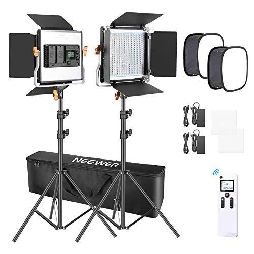 Neewer Kit de Iluminación para Fotografía con Luz de Video 2,4G 480 LED Avanzada con Bolsa LED Panel con Control Inalámbrico de 2,4G 480 LED Panel Softbox y Soporte para Fotografía de Retrato