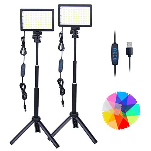 2 Packs Luces LED para Video, Foco Video Regulables de 10000 K