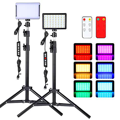 2-Pack Luz de Video LED RGB, Kit de Iluminación para Fotografía