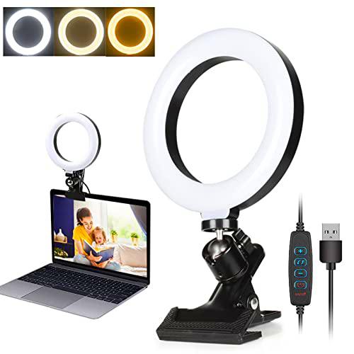 Yeelan Luz de Videoconferencia, Ring Light 6.3&quot;,luz de 3 Modos de Iluminación y 10 Brillos,LED Anillo de luz de Iluminación USB,para Computadora Portátil