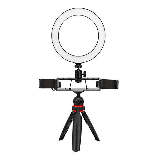 Luz de relleno de anillo LED de 20 cm, 1200LM 3200K-5600K Lámpara de relleno de belleza de estudio fotográfico de video regulable con soporte para teléfono Trípode para YouTube Live Stream Iluminación