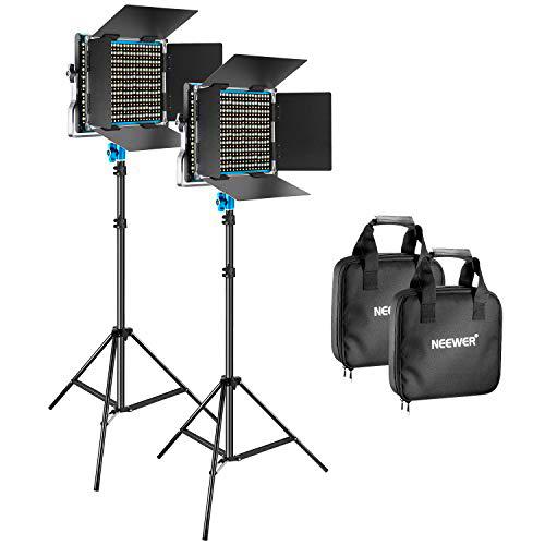 Neewer 2 Packs 660 LED Luz Video y Fotografía Soporte Kit Iluminación Panel LED Intensidad Regulable (3200-5600K