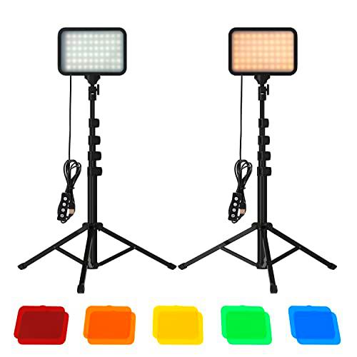 Sporzin Luz LED Video USB con Trípode Ajustable, Iluminacion Fotografia Regulable 3000K-6500k