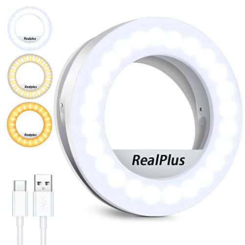 RealPlus Aro de Luz LED,Selfie Luz Anillo con 40 LED y 3 Modos de Luz,Selfie Ring Light para Teléfono