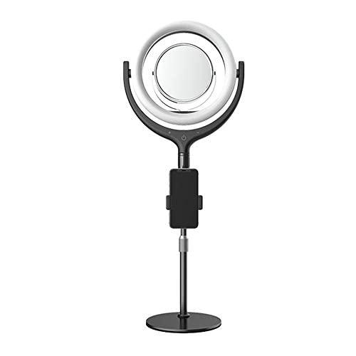 Andoer Luz de Anillo LED 12in Aro de Luz 3300K-6000K Brillo Ajustable con Varilla Telescópica de 40cm Espejo Soporte de Trípode para Teléfono Selfie Maquillaje YouTube TikTok Live (Negro)