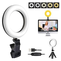 KEPEAK Ring Light, 5&quot; Aro de Luz con Trípode y Clip