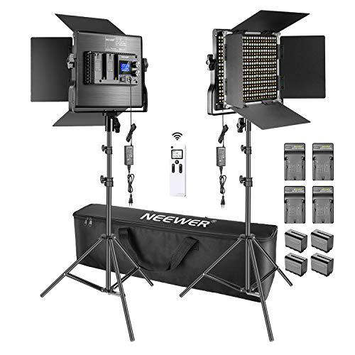 Neewer 2 Pack 660 2,4G LED Iluminación Kit para Fotografía con Luz de Video Mejorada 45W CRI 97+ 3200-5600K Panel de Luz LED con Control Remoto de 2,4G