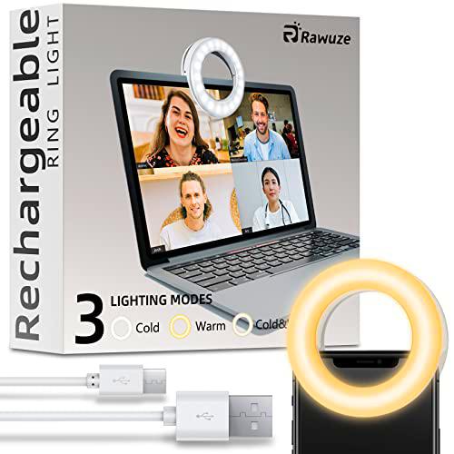 Rawuze Selfie Ring Light, Clip-on Recargable De Anillo del teléfono Celular