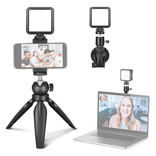 Neewer Kit de Iluminación para Videoconferencia Iluminación con Zoom para Ordernador con Ventosa Soporte para Mini Trípode y Soporte para Teléfono para Videoconferencia