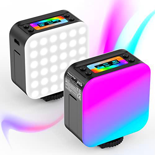 NinkBox 2pcs Luz de Video LED RGB, Luz de LED Cámara con 24 Efectos Especiales