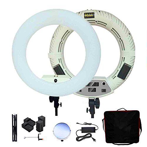 Yidoblo 18 pulgadas Pantalla digital regulable 3200K-5500K Kit de luz de anillo LED para cámara Smartphone Retrato Selfie Youtube Foto Video Estudio Fotografía,con batería