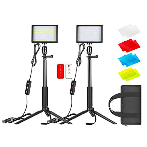 Neewer 2 Packs de Luz de Video LED Mejorada con Kit de Control Remoto de 433HZ