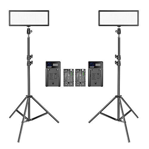 Neewer 2 Packs Luz Video LED Súper Fino con Soporte Iluminación Kit Iluminación para Fotografía