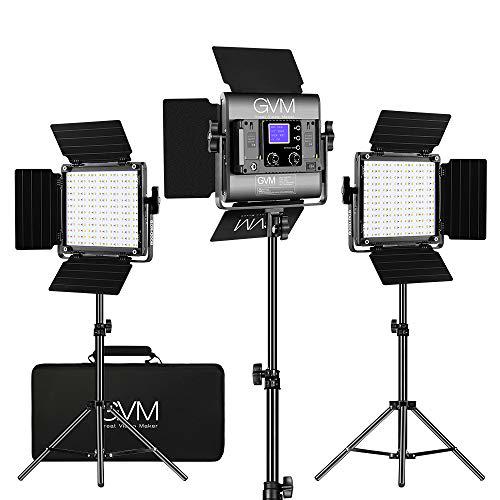 GVM - 3 Paquetes Lámpara de Vídeo LED con Trípode, 800D 40W RGB