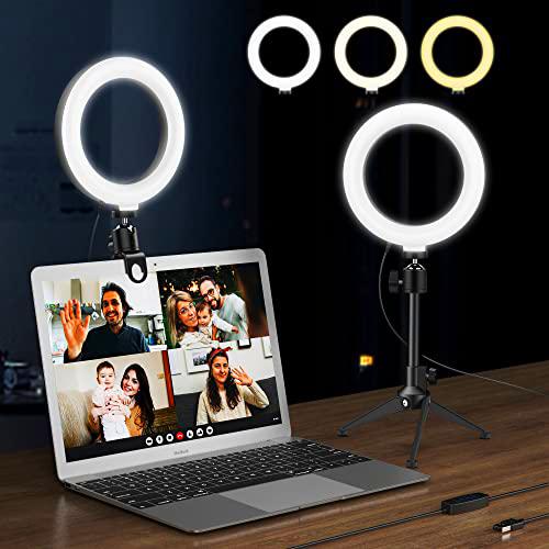 MoKo Luz Videoconferencia Portátil, Anillo de Luz con Trípode y Clip