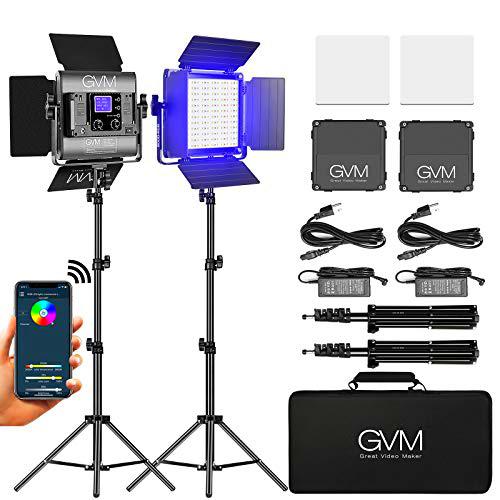 Luz de Video LED RGB GVM, lámpara de fotografía con Control de aplicación