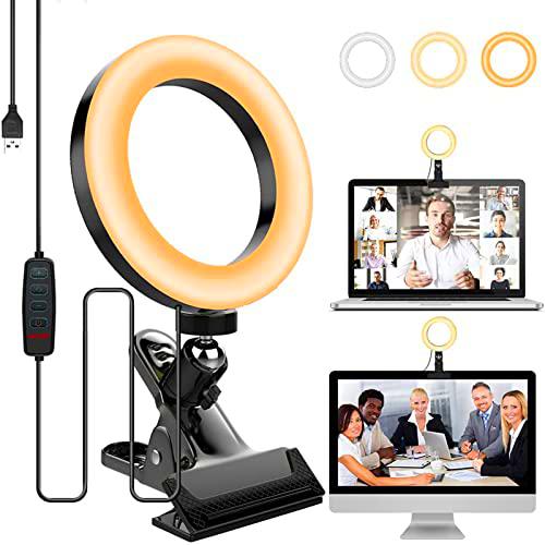 Luz LED para videoconferencia, Anillo de Luz 6.1'' Selfie Ring Light