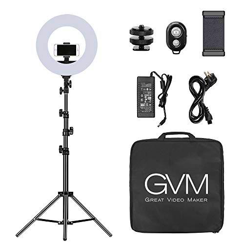 GVM LED Ringleuchte mit stativ, 14&quot; Dimmbar 3200K-5600K LED Ringlicht mit Bluetooth Steuerung led Selfie ringlihct Videolicht für Make up Fotografie Entview