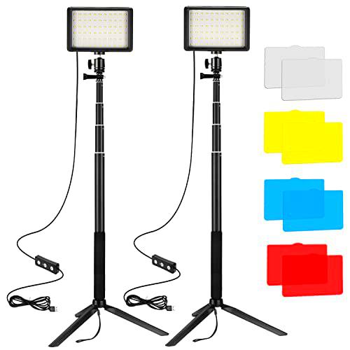 Ci-Fotto Luz LED de Video 2-Pack, 5600K Iluminacion Foco de Luz Fotografia USB LED Video Light para Estudios