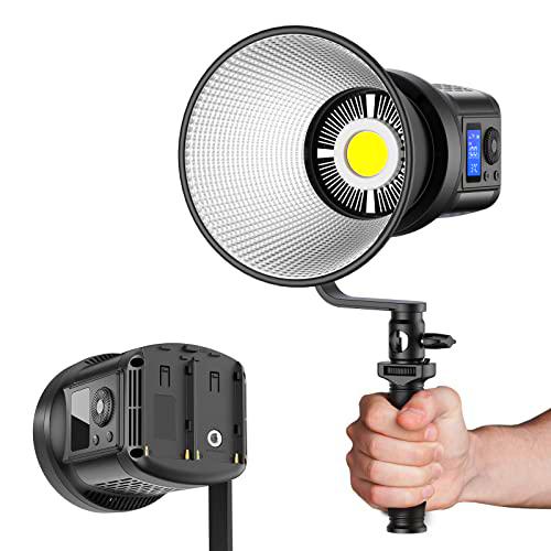 RaLeno 80WLuz de Video LED, con Ventilador de enfriamiento eficiente Iluminación Continua 5600K CRI 95+ Brillo Montaje Bowens Ajustable para grabación de Video Fotografía Entrevista en Youtube