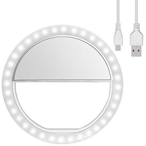 Anillo de luz Selfie, [Nueva Versión] Diyife Selfie Luz Anillo 36 LED USB Recargable Selfie Light Clip en el Cualquier Teléfono con Brillo de 3 Niveles Fotografiar Transmisión en Vivo Maquillaje