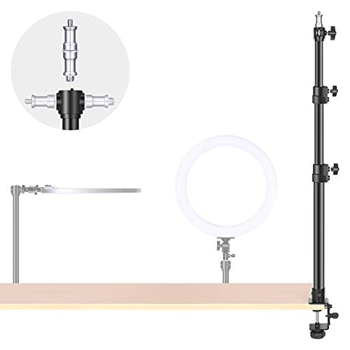 Neewer Soporte de Luz de Mesa con Clip con Adaptador de 1/4&quot; a 3/8&quot; para Anillo de Luz y Luz LED Ajustable de 49,5 a 115,5cm para Transmisión en Vivo Zoom Video Youtube Fotografía Carga hasta 5kg