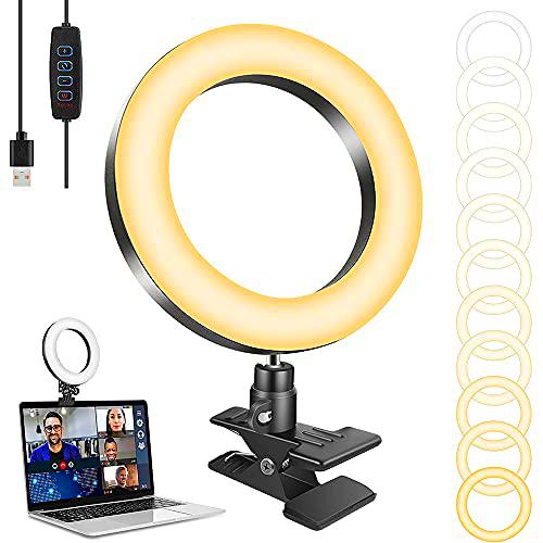 Luz LED para Selfies, Clip Anillo de Luz, Luz de Videoconferencia