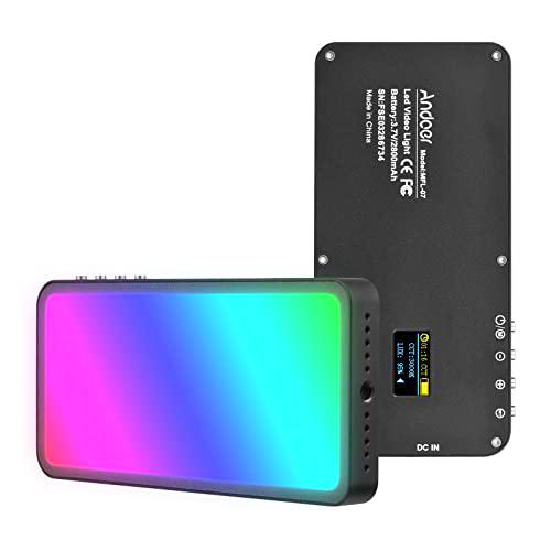 Andoer Lámpara de vídeo LED RGB portátil, luz de vídeo LED 3000-6500 K