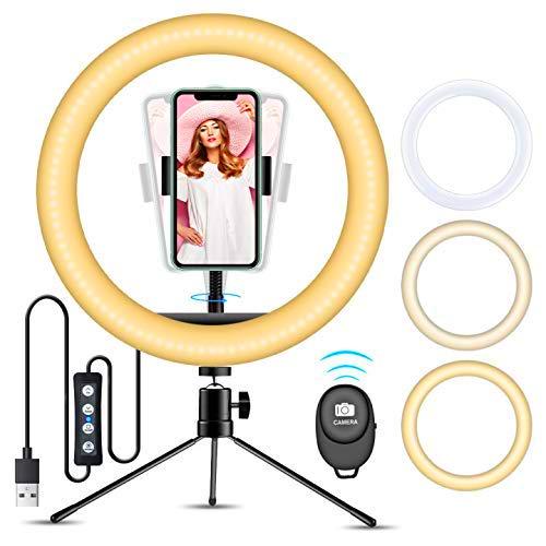 doosl 10&quot; Regulables Selfies Anillo de Luz con Tripode con Remoto Inalámbrico para Maquillaje