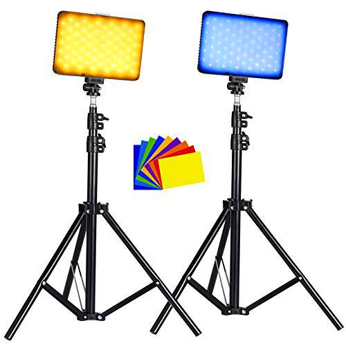 LituFoto Panel de luz LED, Luces de Video USB Iluminación de Estudio fotográfico Regulable con trípode Ajustable para Video/Maquillaje/fotografía (Paquete de 2)