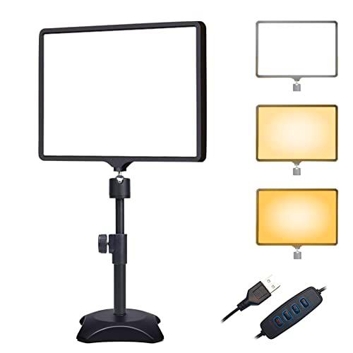 Key Light, Luz Streaming Profesional,Luz de Video USB 80 Cuentas 3000-6500K Regulable Panel de Led Light para TikTok/Youtube/Fotografía Profesional