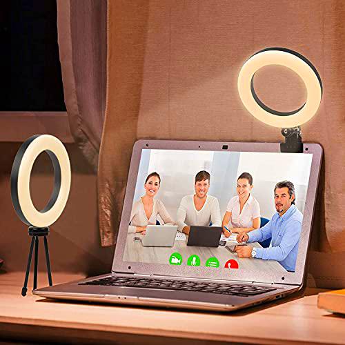 Anillo de luz de video, 6.7 &quot;Selfie Ring Light con clip y trípode soporte