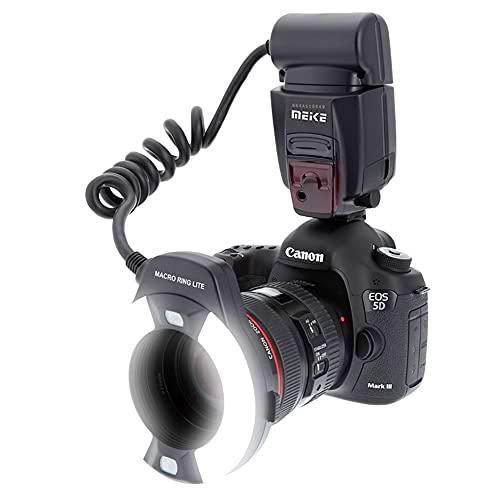 Meike MK-14EXT LED E-TTL macro anillo flash para Canon 5D II III 6D 7D 60D 70D 700D SLR Cámara con 7 Anillo adaptador